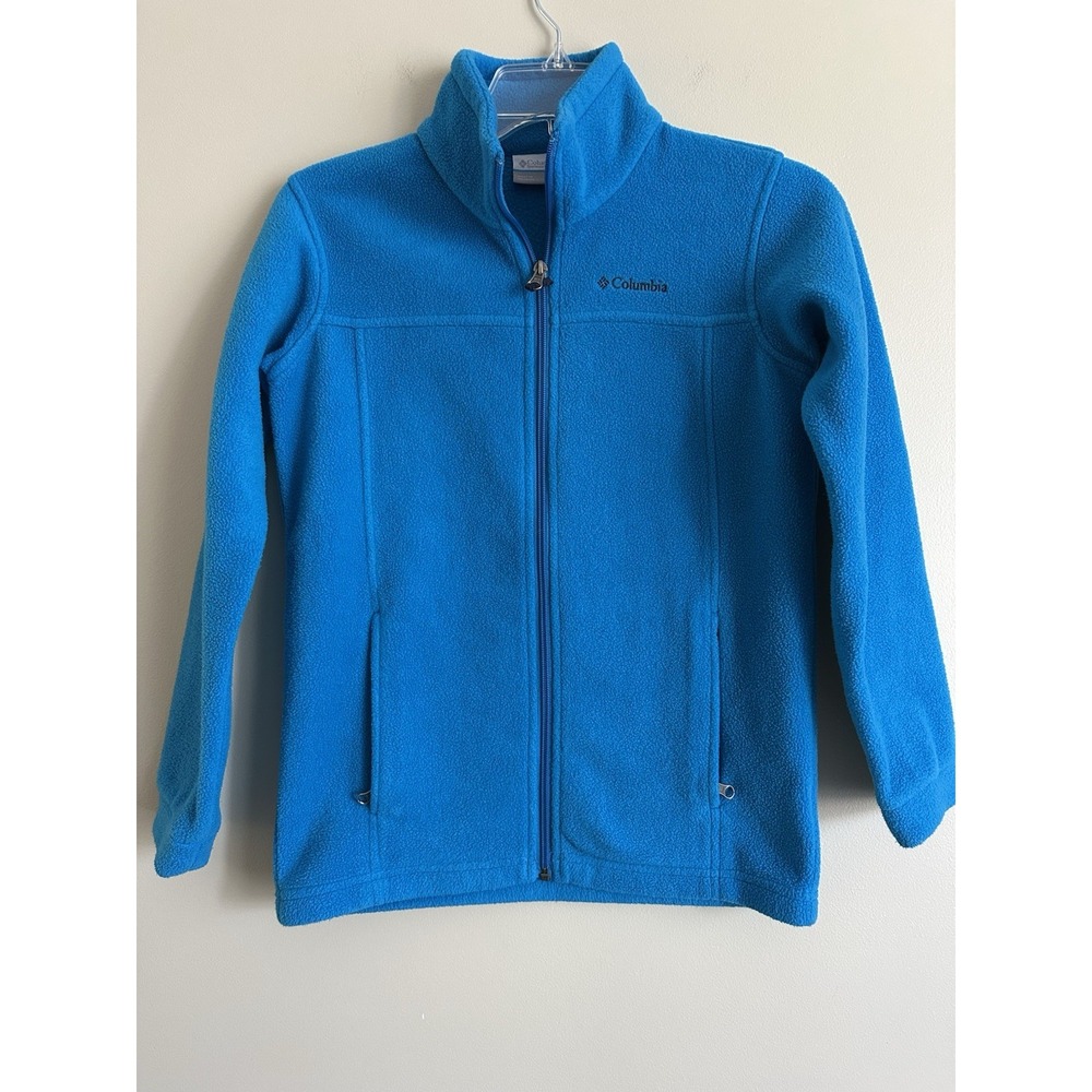 COLUMBIA Girls Full Zip Bright Blue Fleece; Size Medium (10/12)